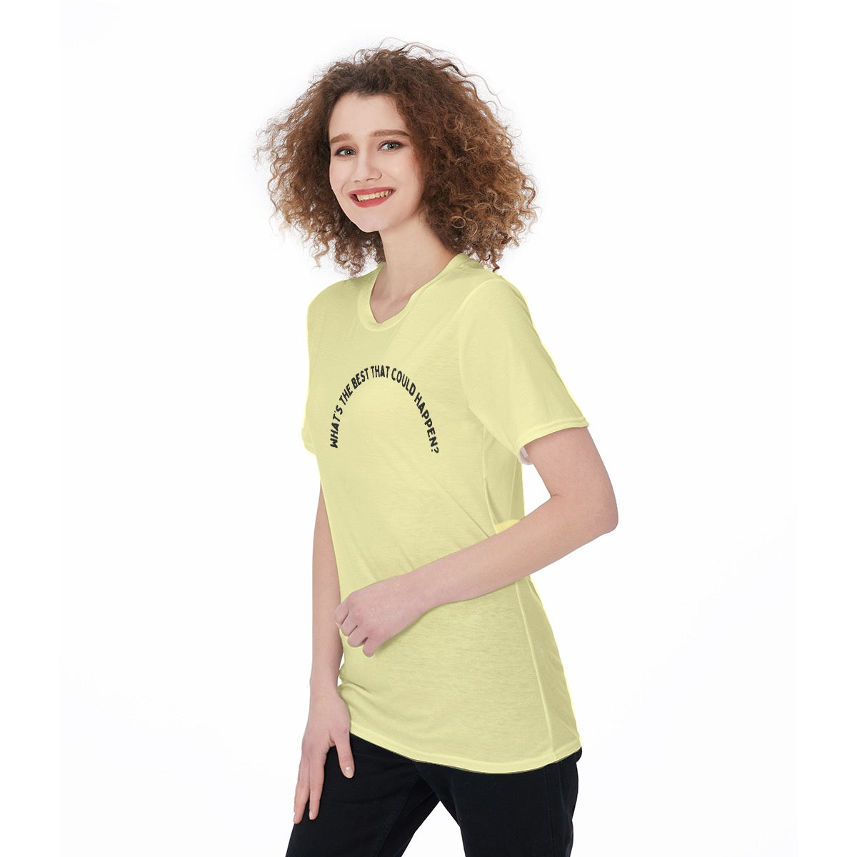 What's The Best That Could Happen? Women's O-Neck T-Shirt|180 GSM Jersey