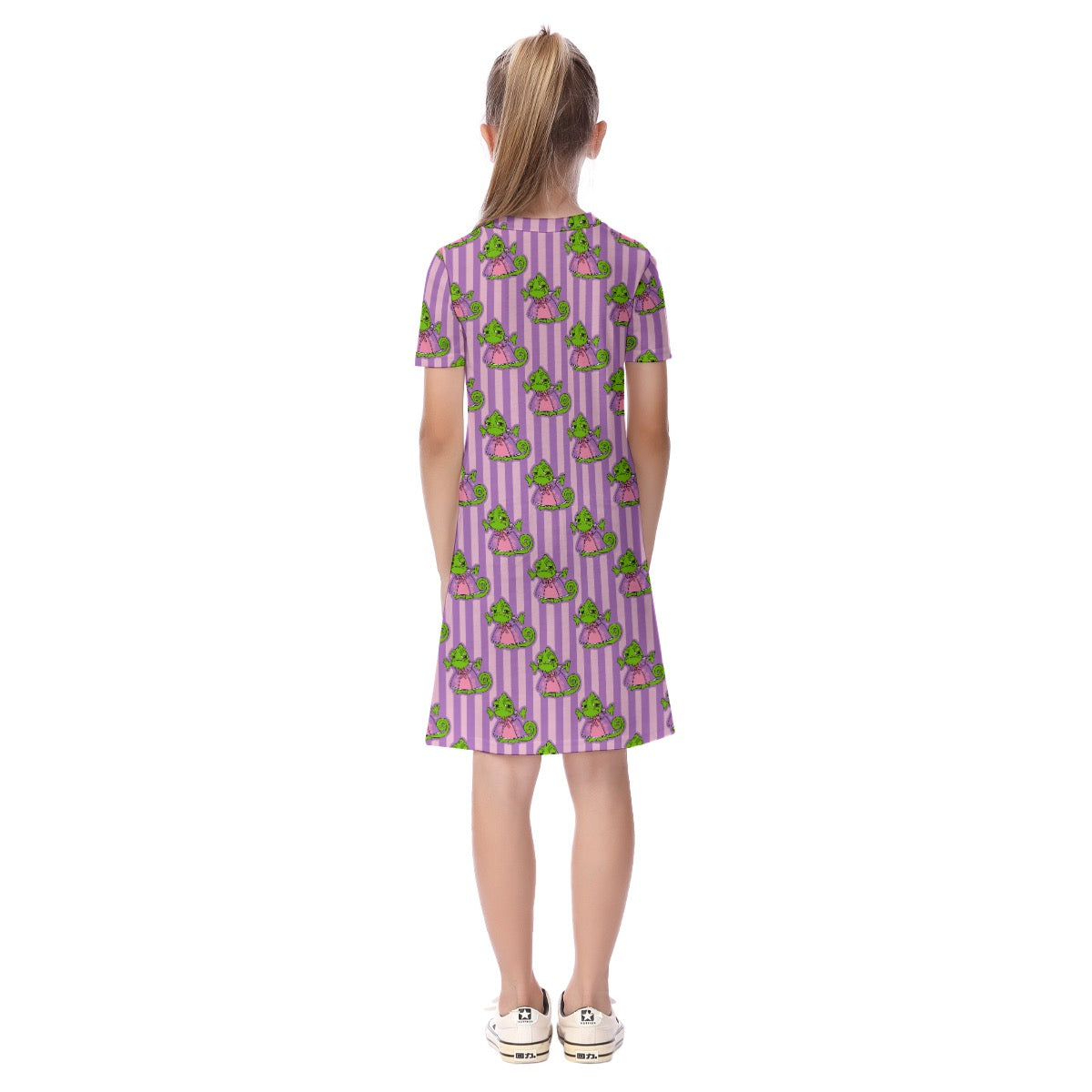 Purple Striped Pascal Kid's Short Sleeve Dress