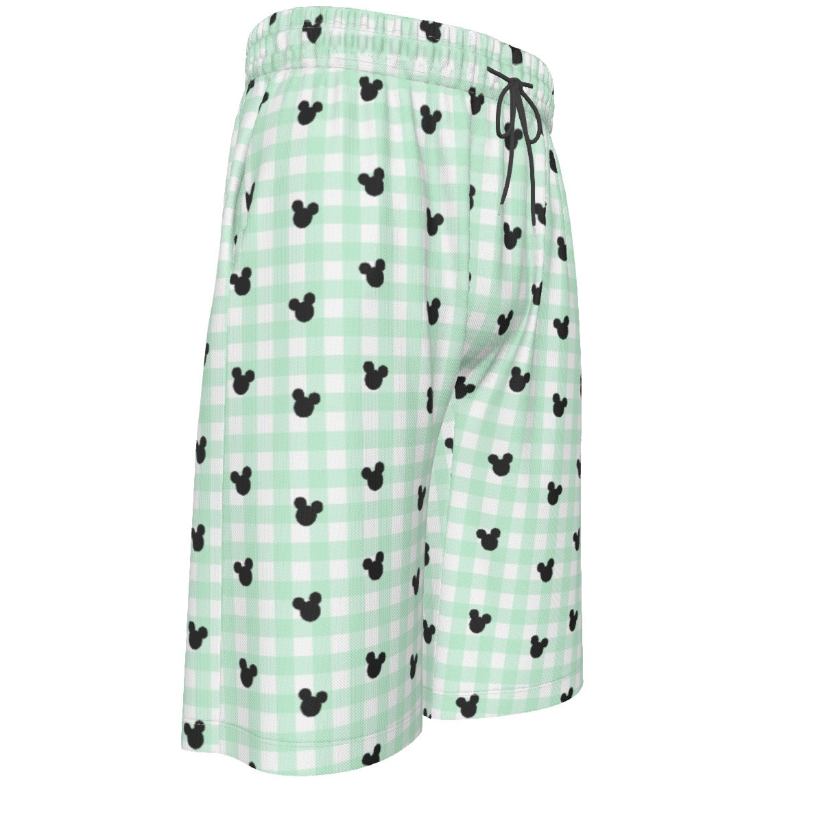 Green Gingham Men's Over-The-Knee Shorts