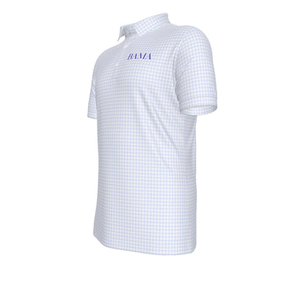 Blue Herringbone Bama Men's Stretch Collar Polo Shirt