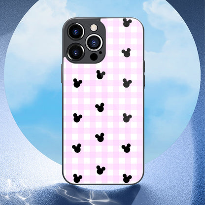 Bright Pink Gingham iPhone 13 Series Mobile Phone Case | Glass