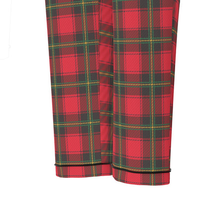 Classic Christmas Plaid Women's Long Sleeve Pajama Set With Black Contrast Piping