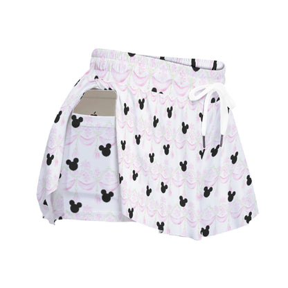 Pink Swag & Tassel Women's Sport Skorts With Pocket
