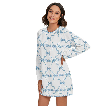 Bow Trellis Bride [white] Women's Round Neck Raglan Sleeve Sweater