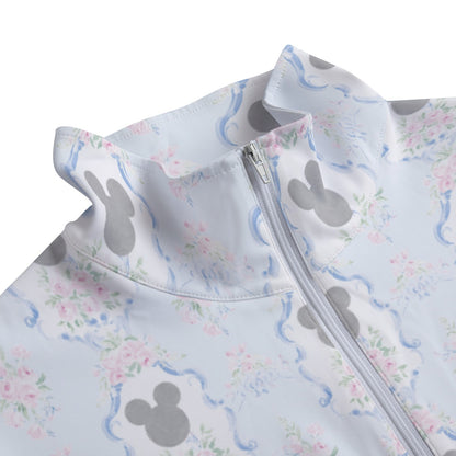 Blue Grandmillenial Women's Stand-up Collar T-shirt