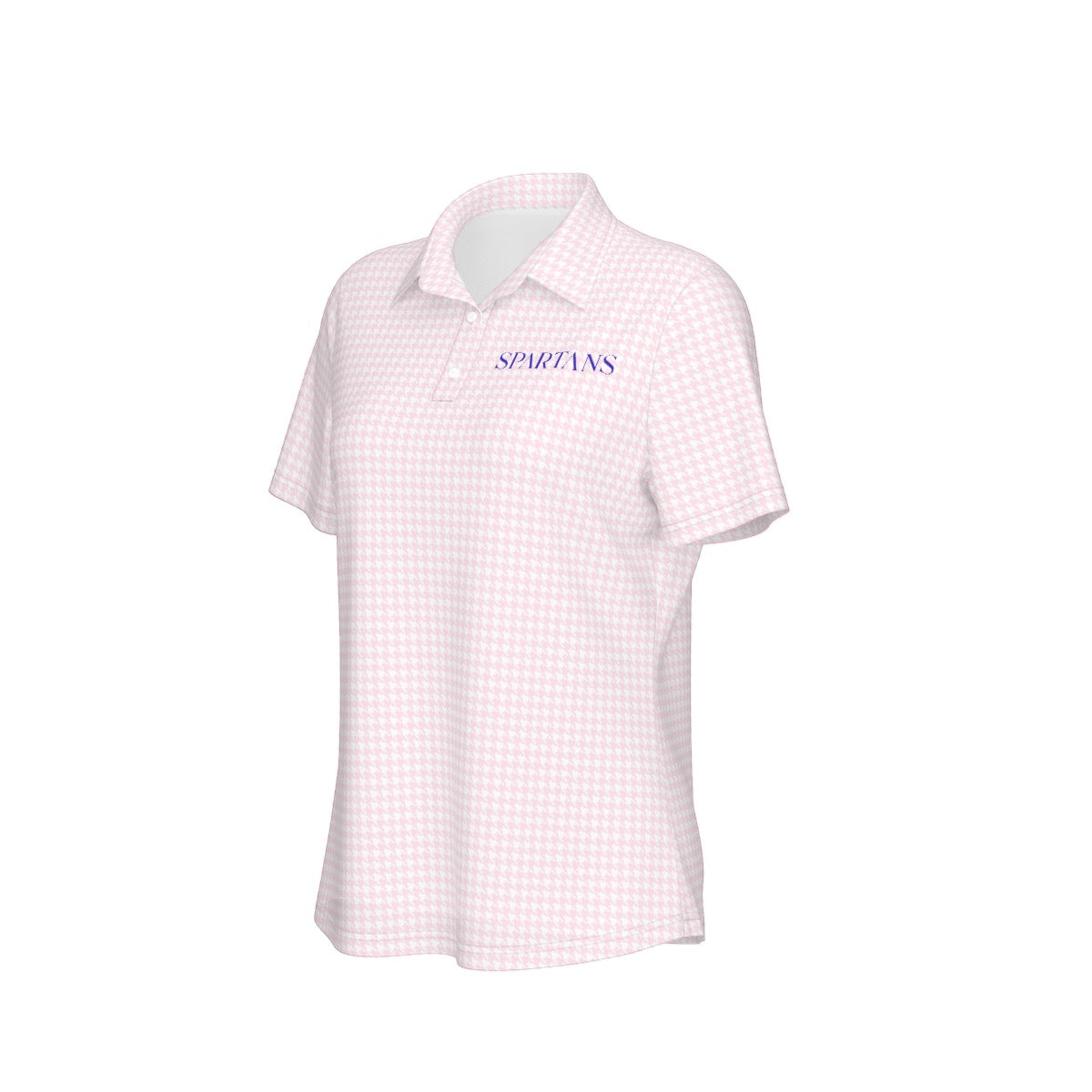 Pink Herringbone Spartans Women's Sports Polo Shirt