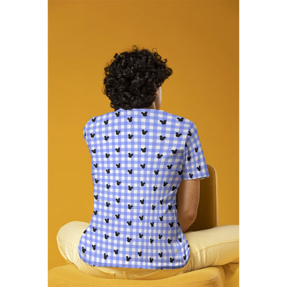 Bright Blue Gingham Men's Crew Neck T-Shirt