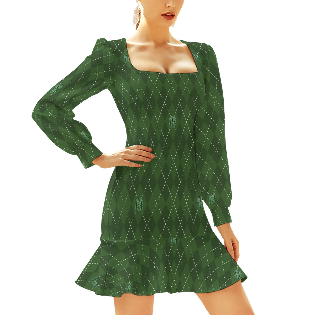 Masters Plaid Women's Ruffle Hem Skinny Dress