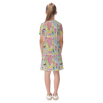 Princess Patchwork Kid's Short Sleeve Dress