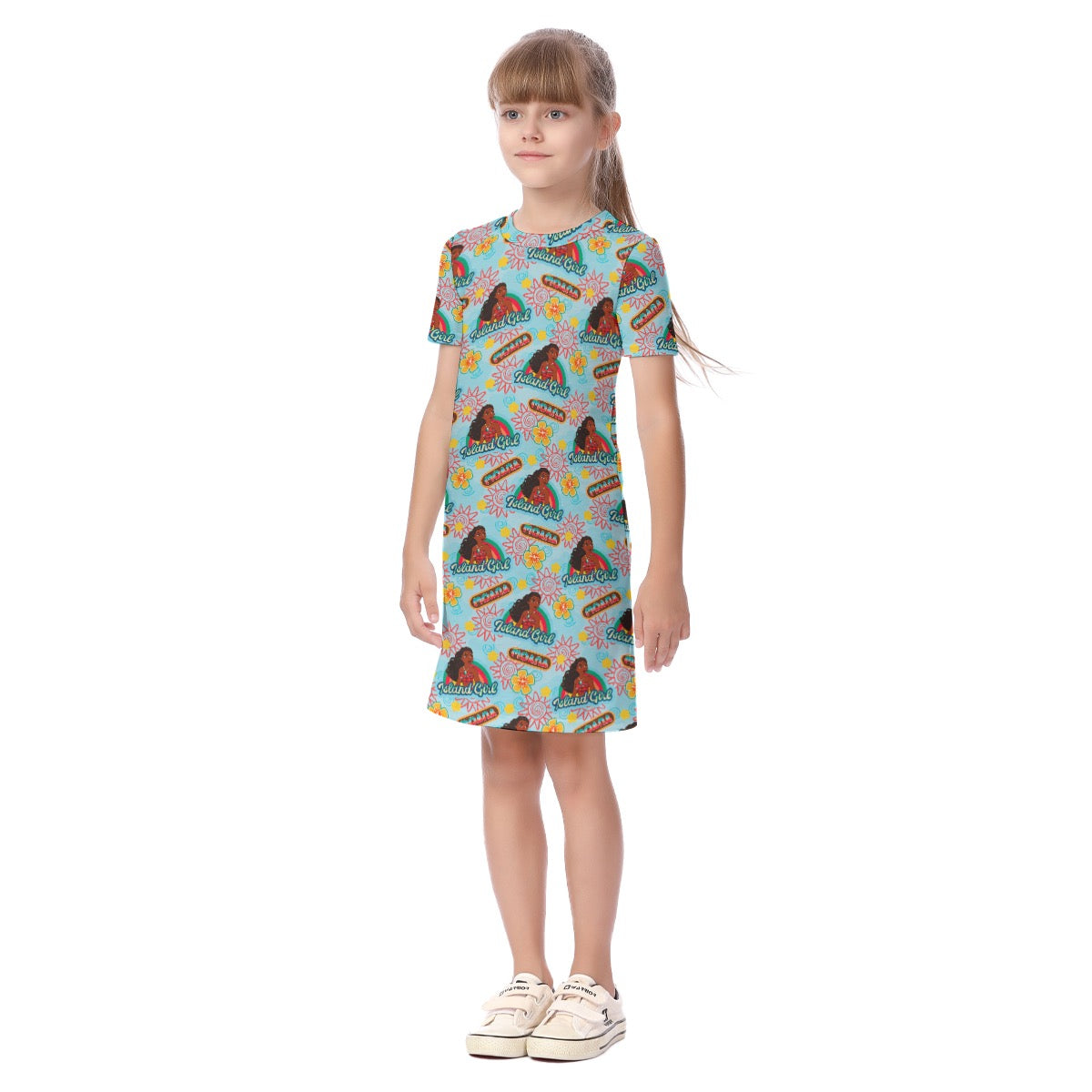 Aqua Island Girl Kid's Short Sleeve Dress