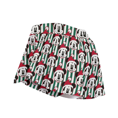 Santa MM [green stripe] Women's Sport Skorts With Pocket