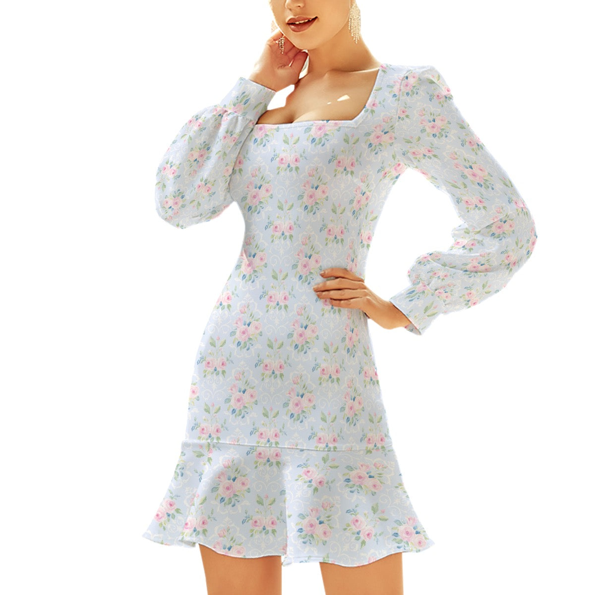 Rose Women's Ruffle Hem Dress