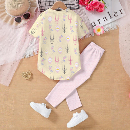 Princess Icons & Pink Geo Kids' Casual Top and Pants Set