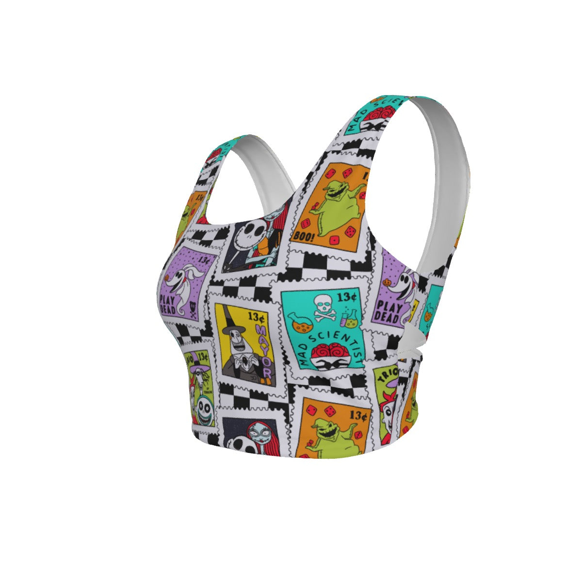 NBC Checkered Stamps Women's Back Cross Sports Bra