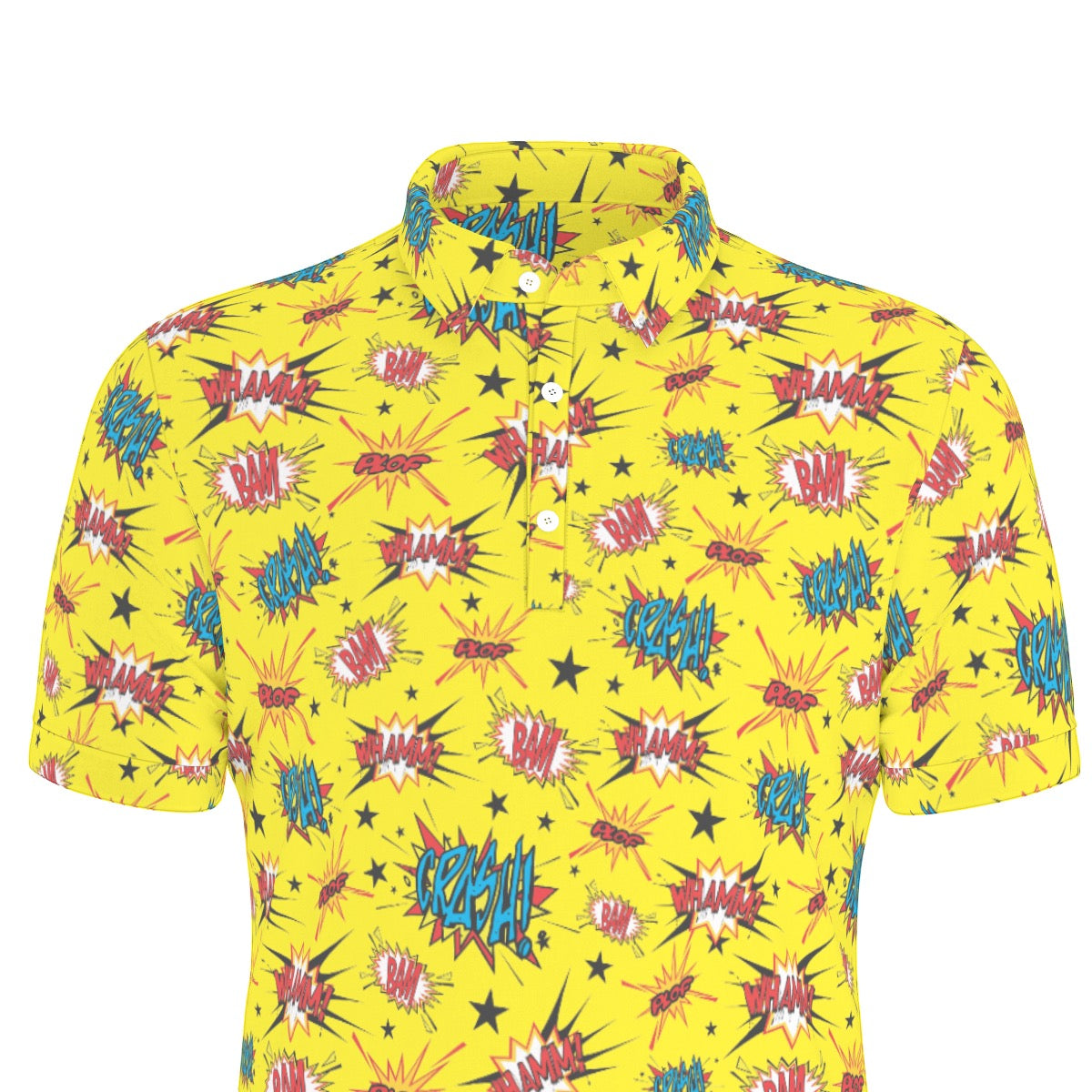 Yellow Superhero Men's Stretch Collar Polo Shirt