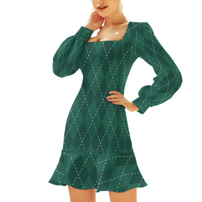 Golf Plaid Women's Ruffle Hem Dress