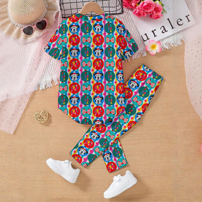 Retro Christmas Stripe Kids' Casual Top and Pants Set