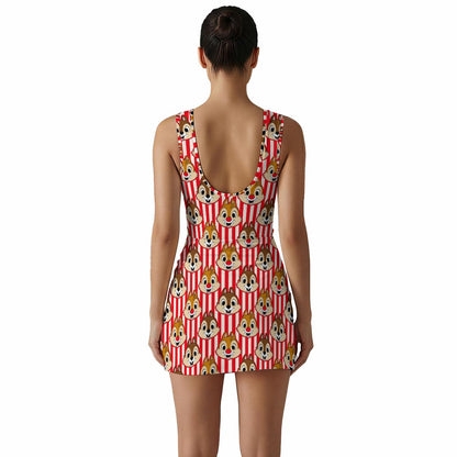 Striped Chipmunks Women's Sleeveless Bodysuit Dress