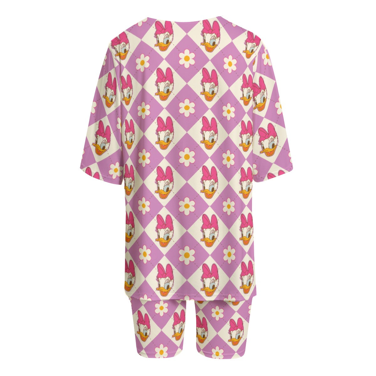 Daisy Check Women's T-shirt Set With Short Sleeve