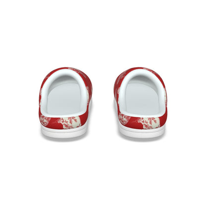 Red Toile Christmas Ornaments Women's Plush Slippers