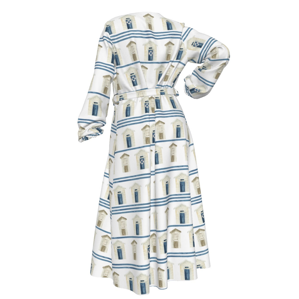 Striped Beach Houses Women's Lace-up Chiffon Robe