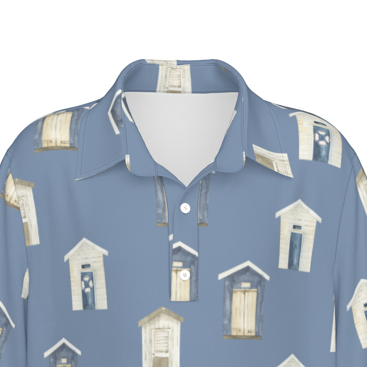 Dark Blue Beach Houses Polo Collar Jersey |210GSM