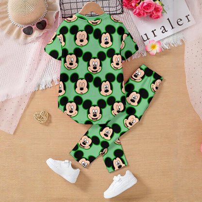 Green MM  Kids' Casual Top and Pants Set