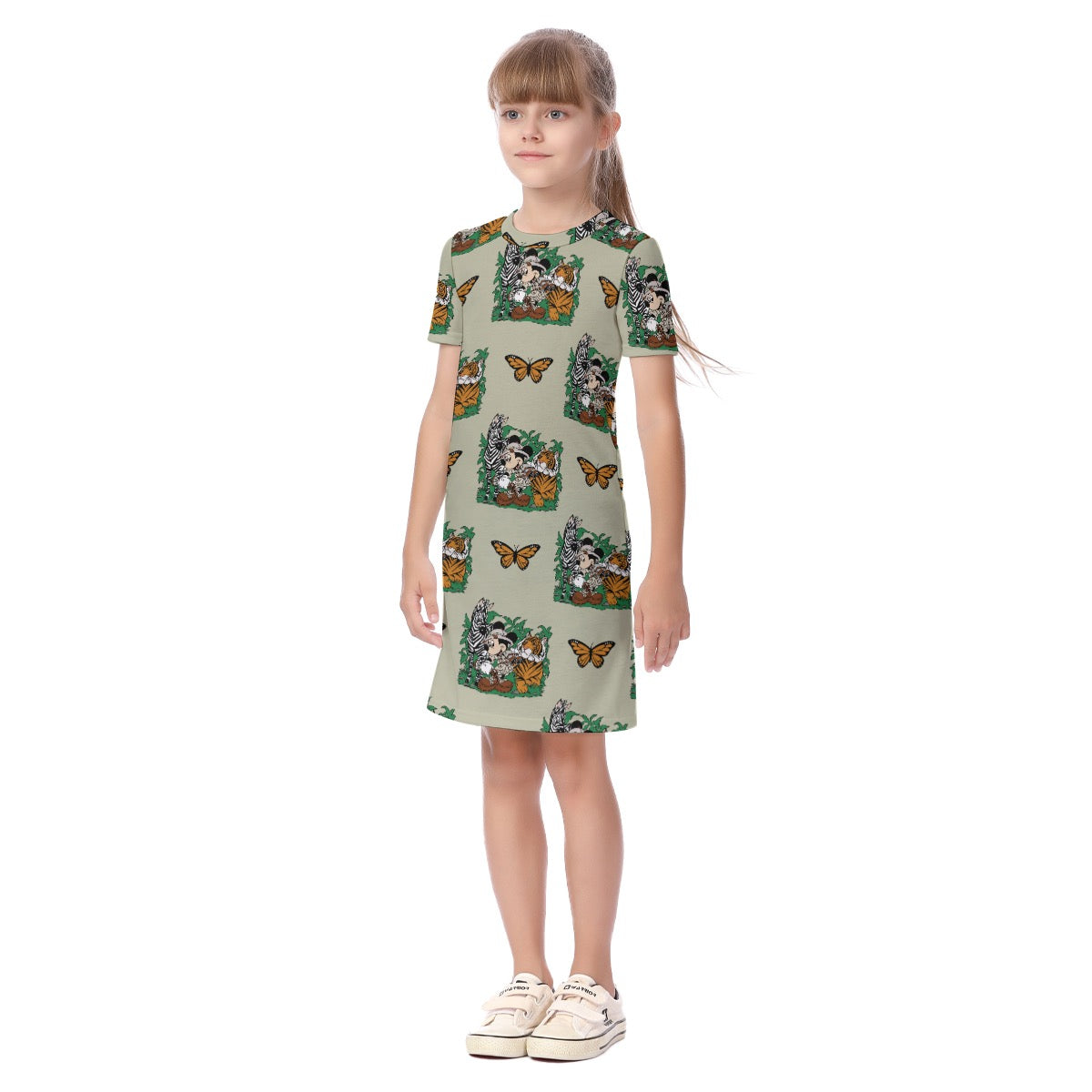 Sage Safari Kid's Short Sleeve Dress