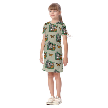 Sage Safari Kid's Short Sleeve Dress
