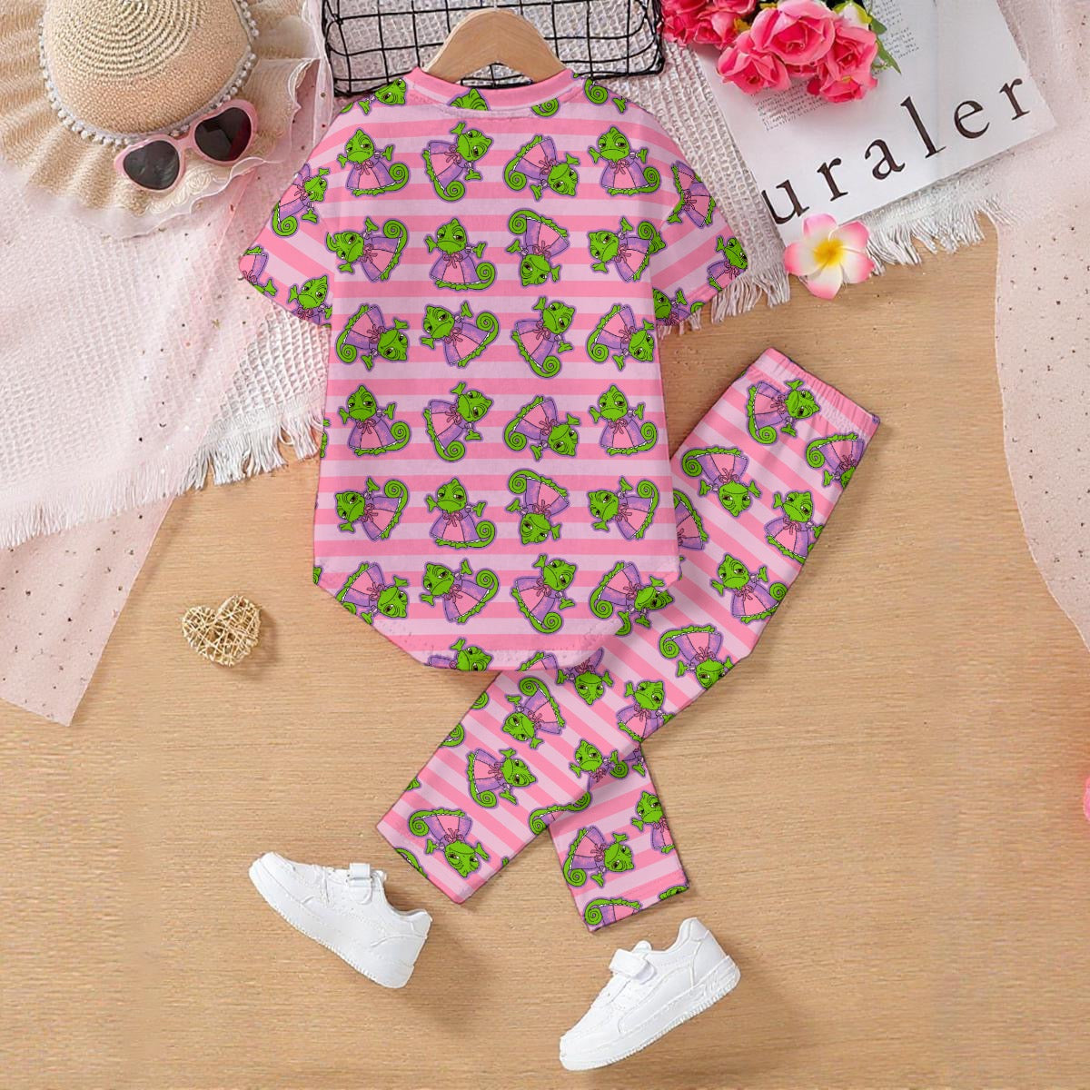 Pink Striped Pascal Kids' Casual Top and Pants Set