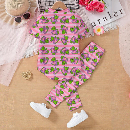 Pink Striped Pascal Kids' Casual Top and Pants Set