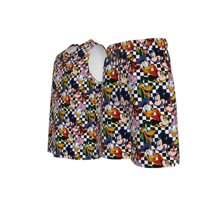 Checkered Friends Men's V Neck Basketball Set