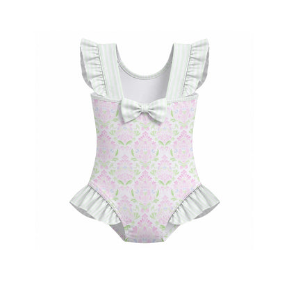Brighton Girls' Ruffle Sleeve Swimsuit With Bow
