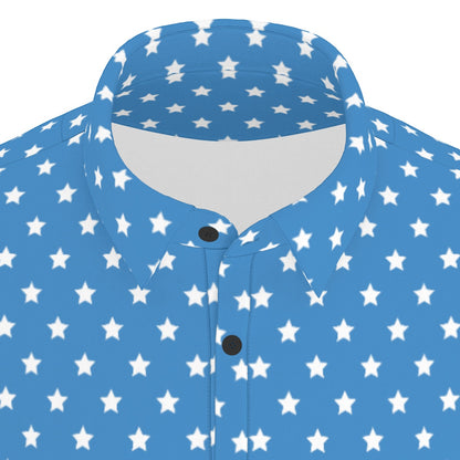 Blue Dots Men's Stretch Collar Polo Shirt
