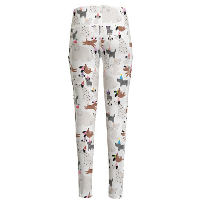 Party Pups Functional Women's Yoga Leggings With Side Pockets