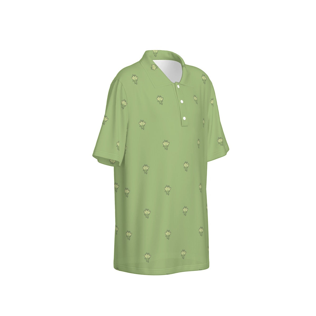 Green Lotus Flower Polo Collar Jersey