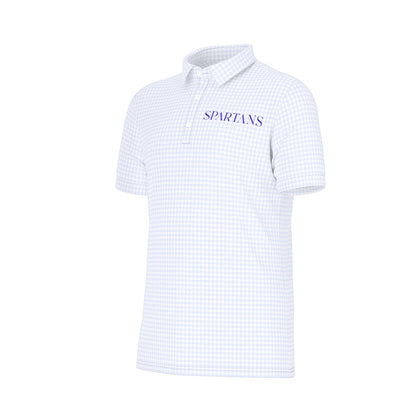 Blue Herringbone Spartans Men's Stretch Collar Polo Shirt