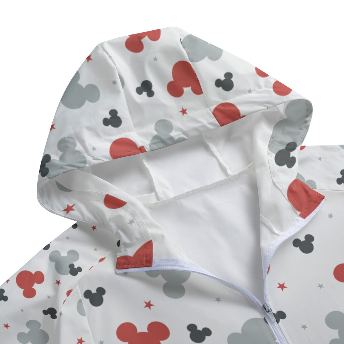 Red & Gray Unisex Windbreaker Long Jacket