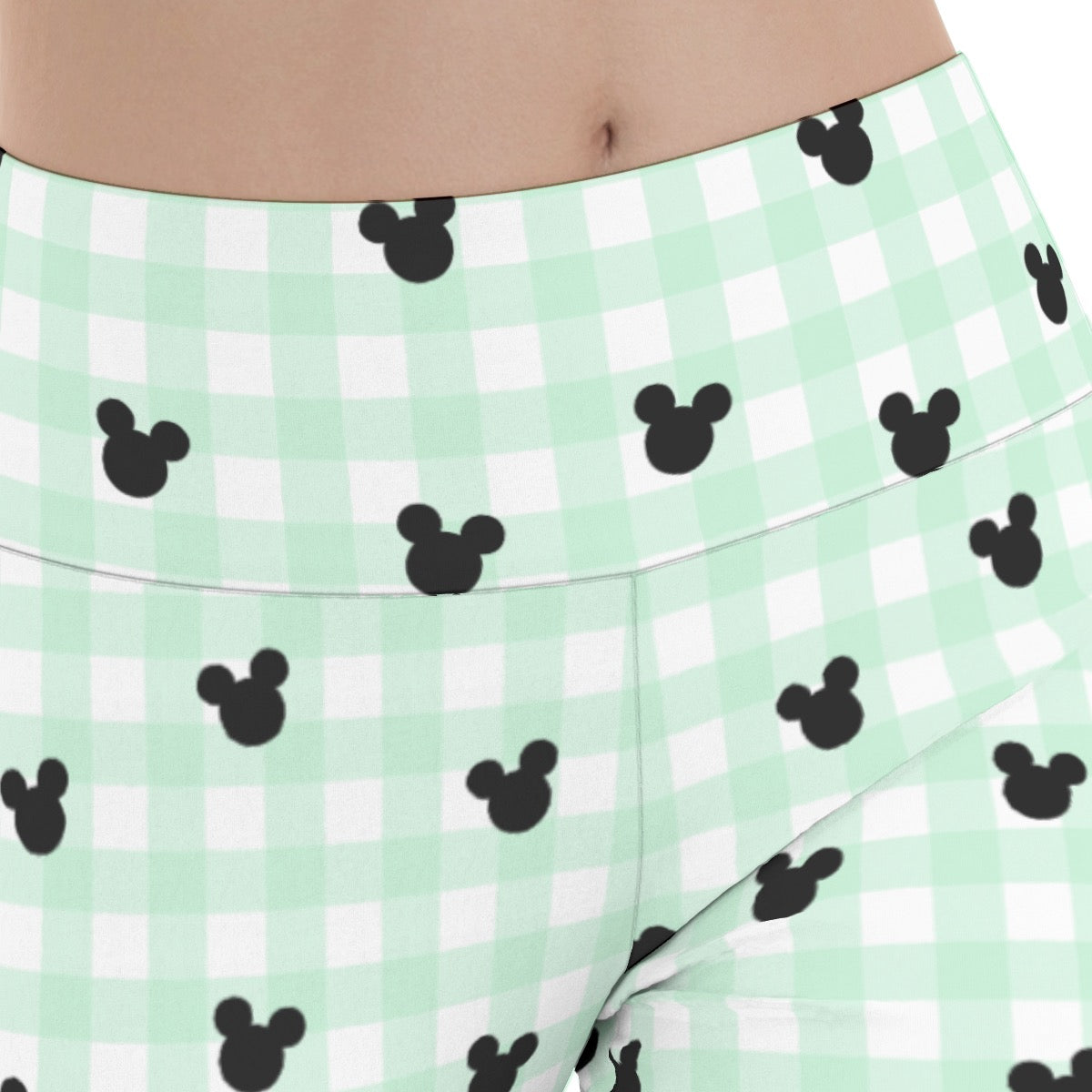 Green Gingham Women's Flare Yoga Pants