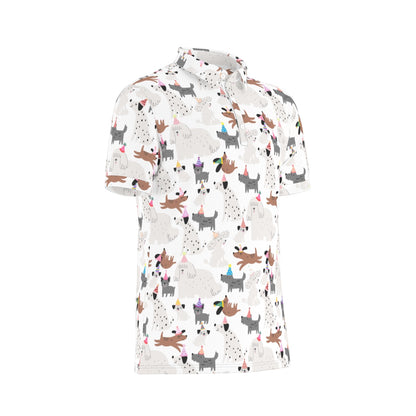 Party Pups Men's Stretch Collar Polo Shirt