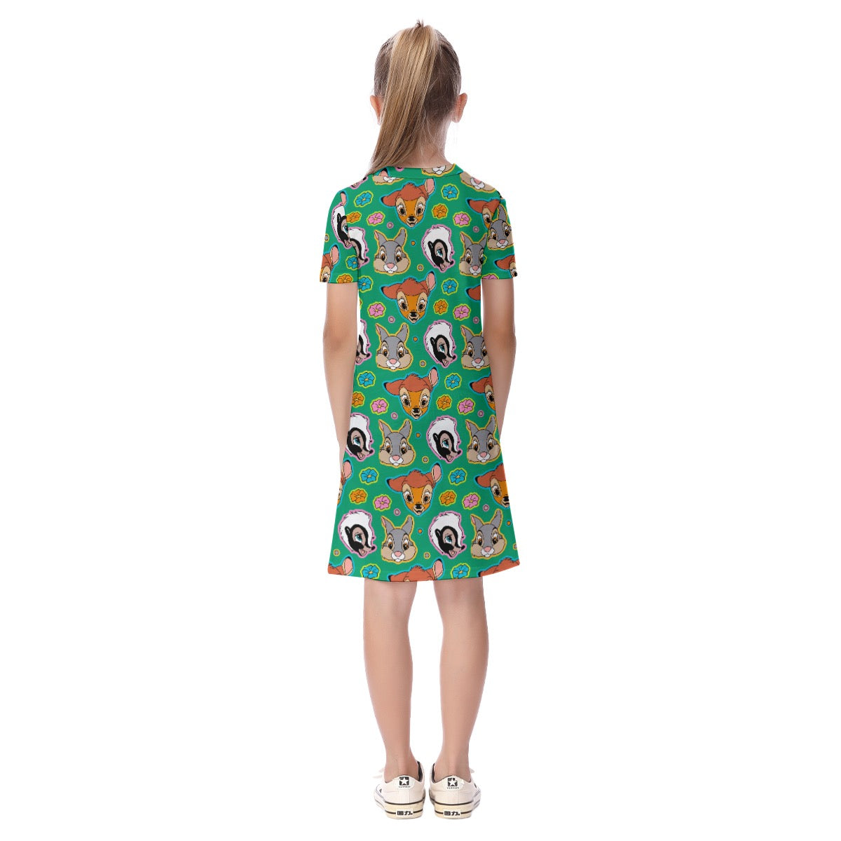 Green Forest Friends Kid's Short Sleeve Dress