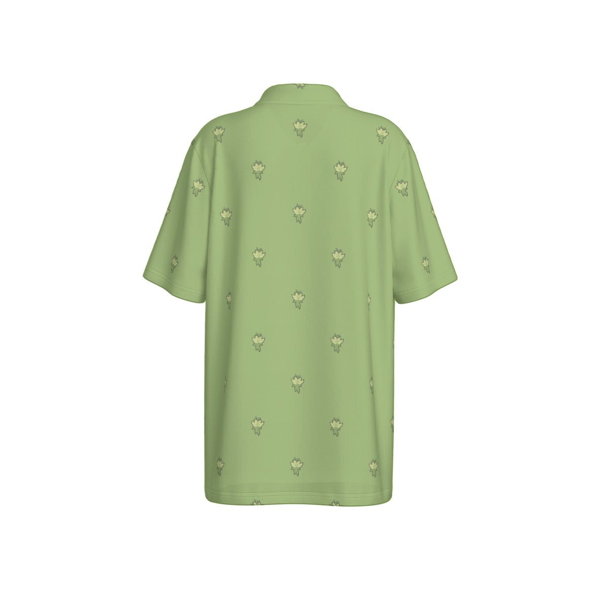 Green Lotus Flower Polo Collar Jersey
