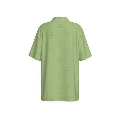 Green Lotus Flower Polo Collar Jersey