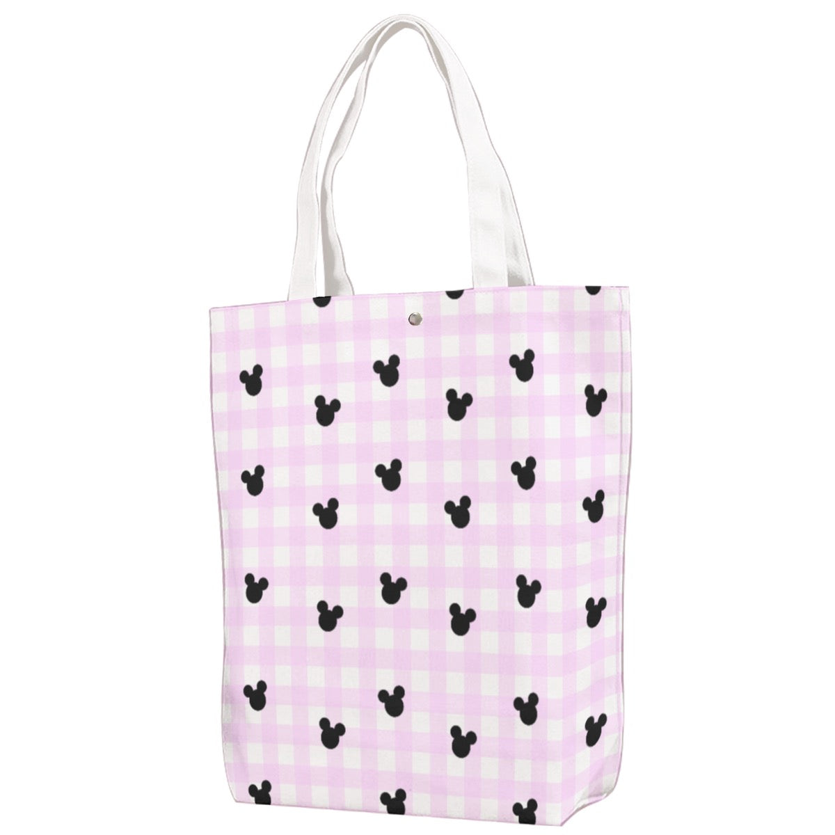 Bright Pink Gingham Canvas Bag With Shoulder Strap