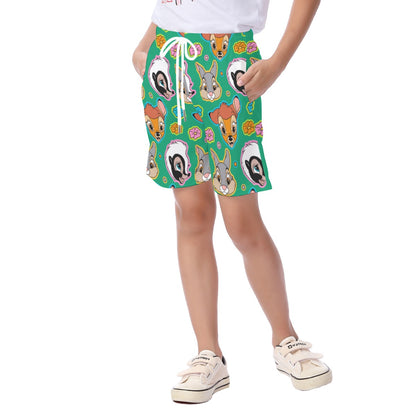Green Forest Friends Kid's Beach Shorts