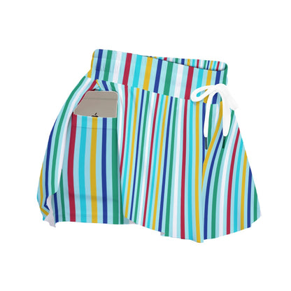 Merry Time Stripe Women's Sport Skorts With Pocket