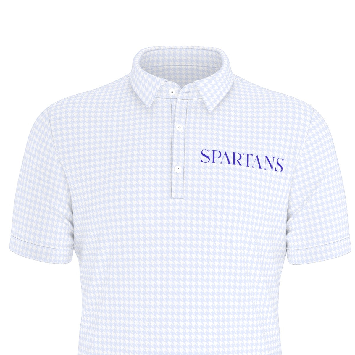 Blue Herringbone Spartans Men's Stretch Collar Polo Shirt