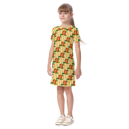 Striped Birdie Kid's Short Sleeve Dress