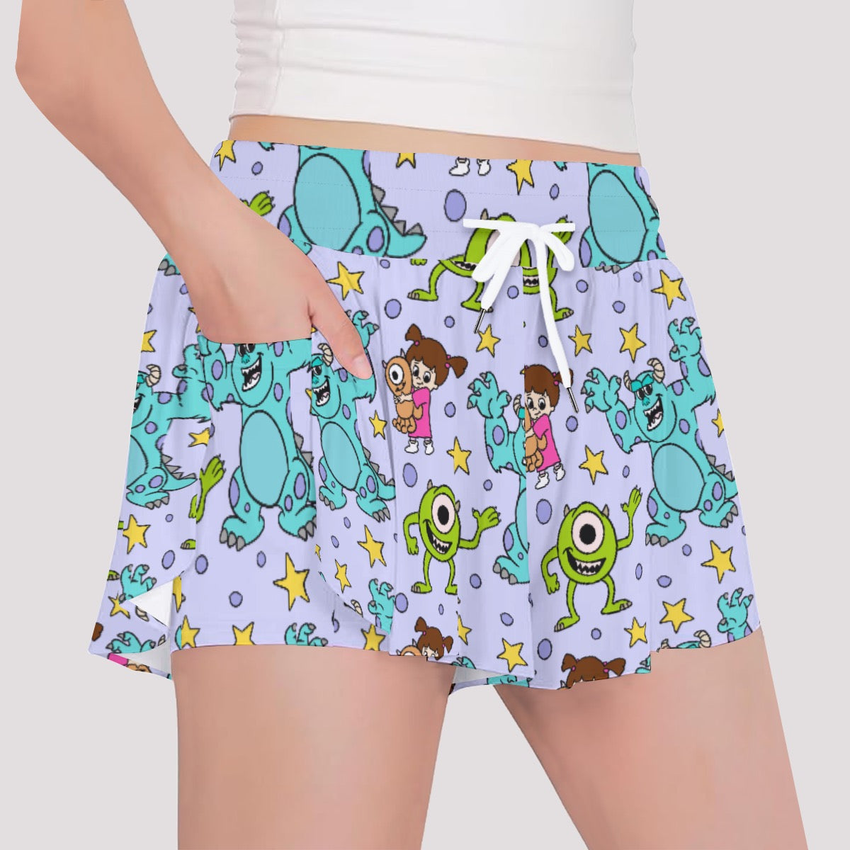 Purple Friendly Monsters Girls' Sports Culottes