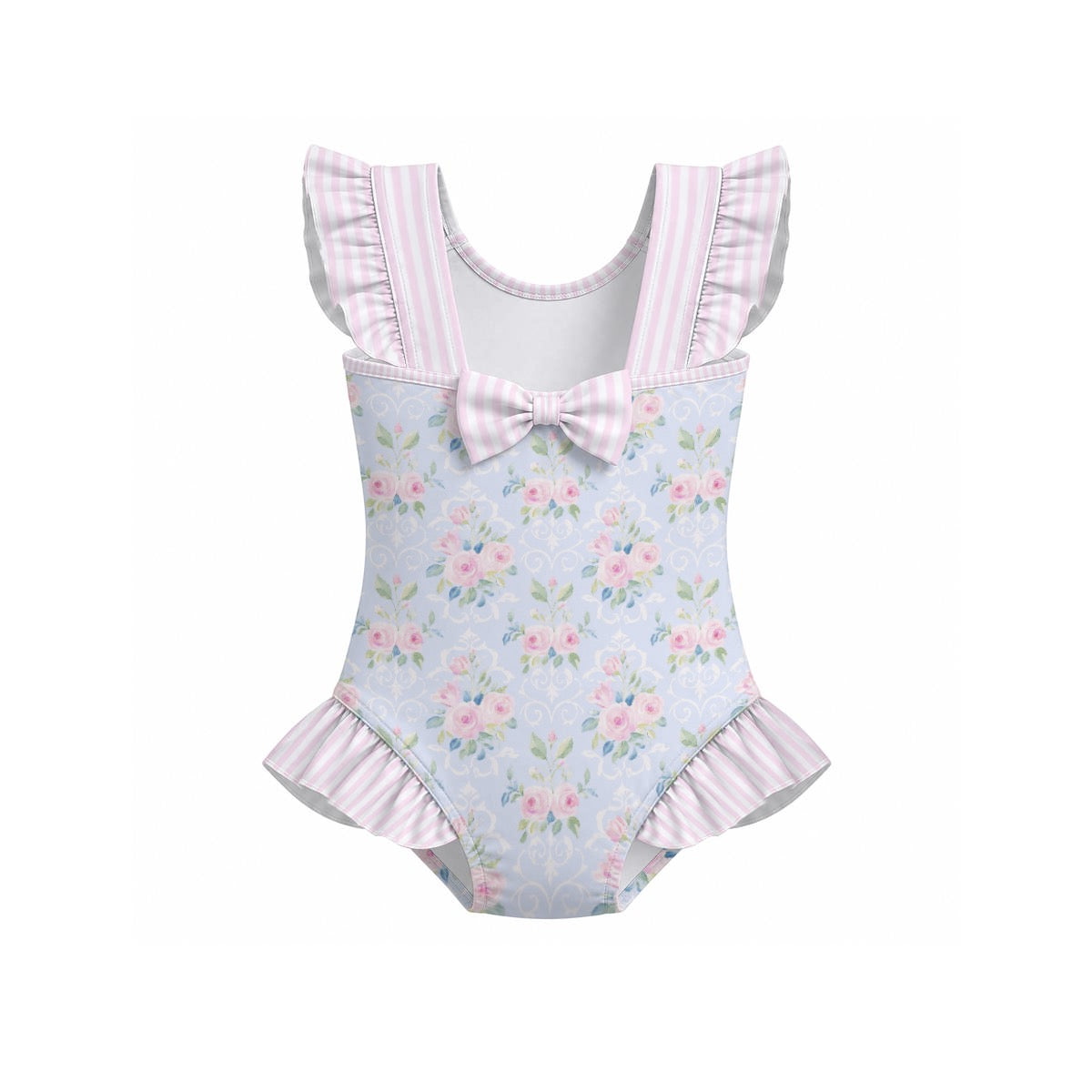 Rose Girls' Ruffle Sleeve Swimsuit with Bow